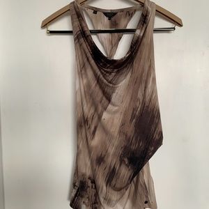 Guess Cowl-neck Tank Size Small Tan and White